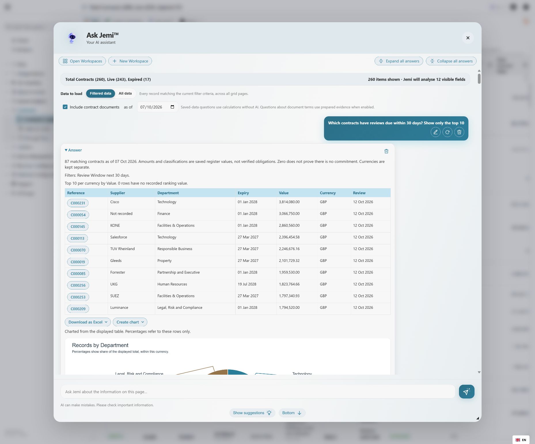 Asking Jemi™ questions across a contract portfolio